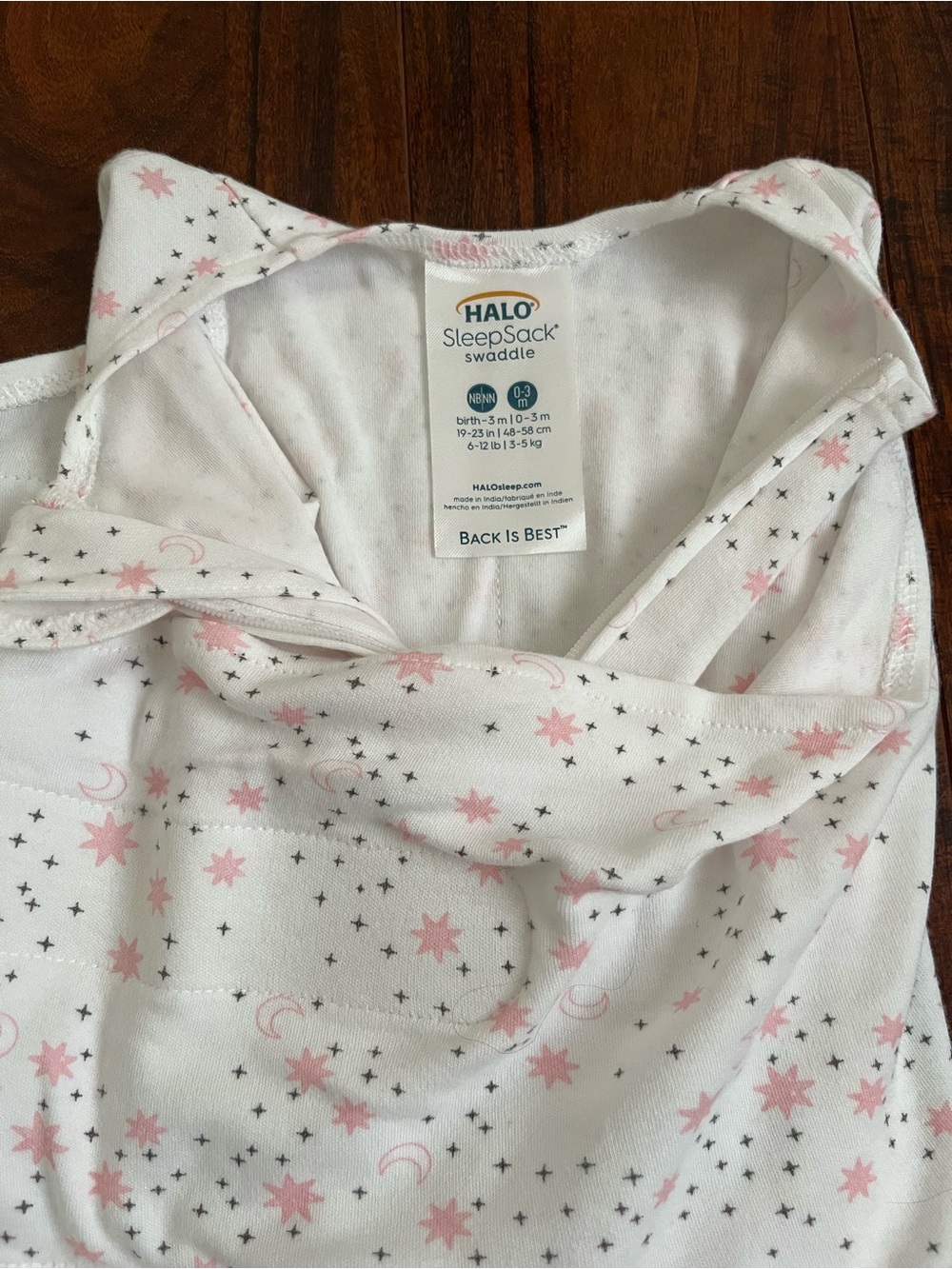 Halo Pink Star & Black Dot SleepSack Swaddle - White